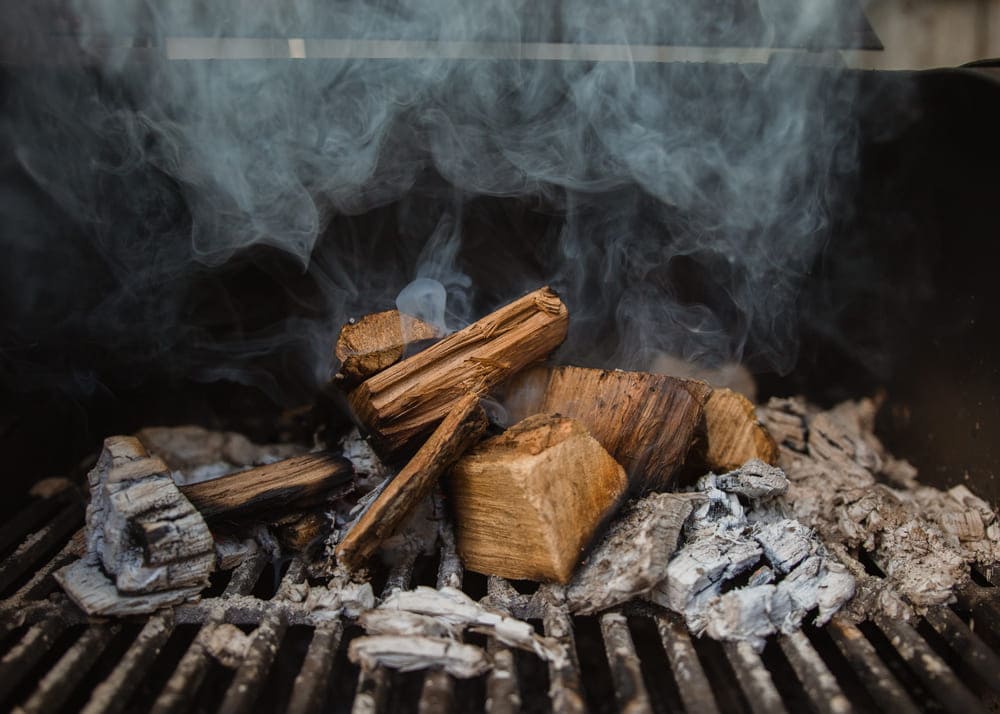 Grilling with wood